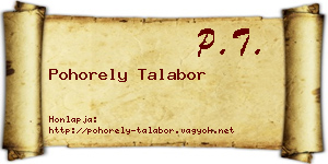 Pohorely Talabor névjegykártya